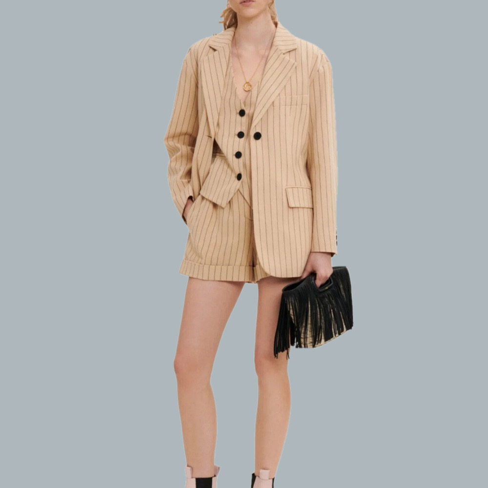 Belted striped jacket Maje